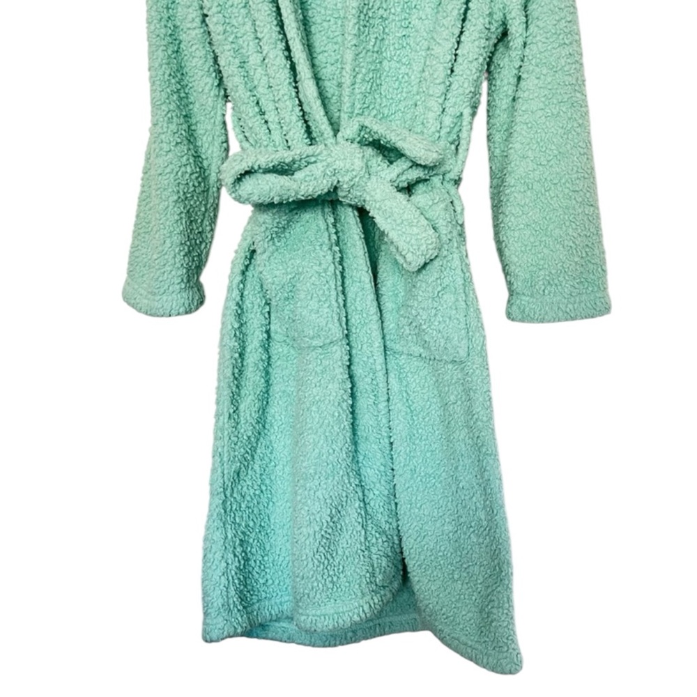 POTTERYBARN TEEN Mint Green Fleece Robe Size XS -- SUPER DUPER CUTE & COMFY! - Picture 6 of 12